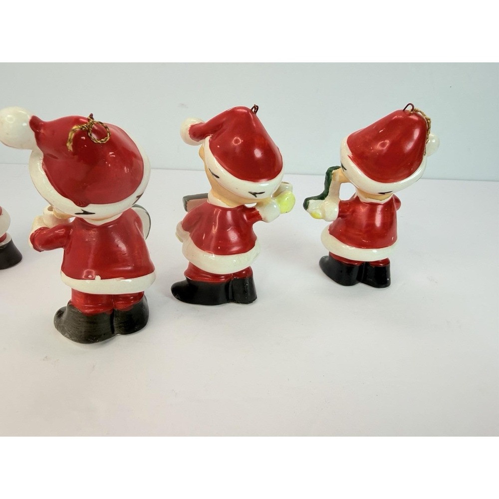 Christmas NOEL Santa Pixie Elf Boys Ornaments Made Japan Vintage Christmas READ - Picture 10 of 16